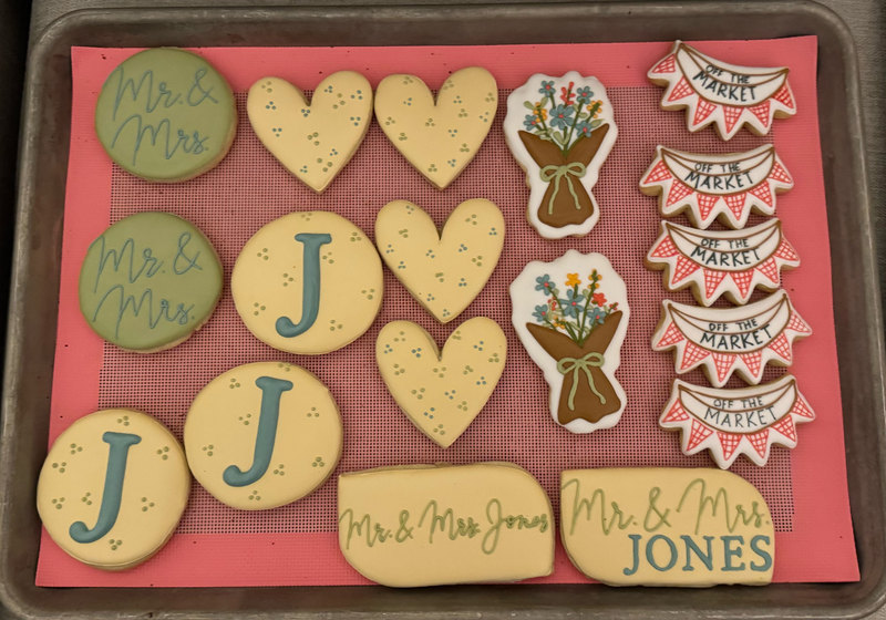 Example: Mr. and Mrs. Jones couples shower cookies
